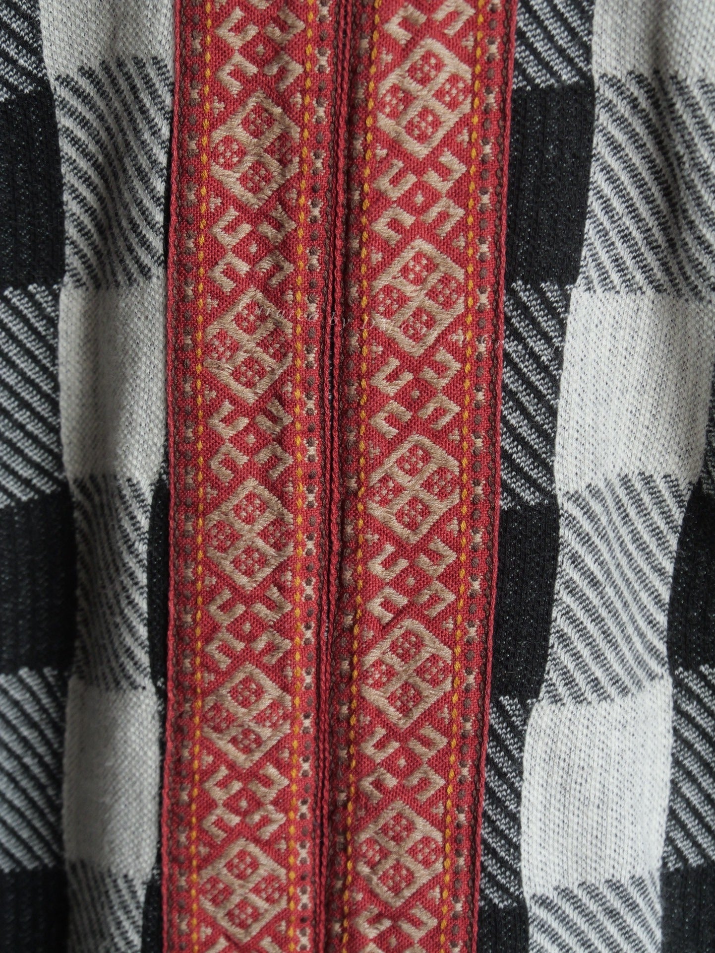 Kapital Black White Check Patchwork Raw Edge Top