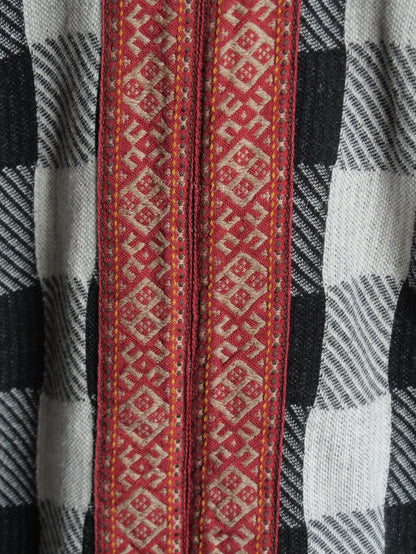 Kapital Black White Check Patchwork Raw Edge Top