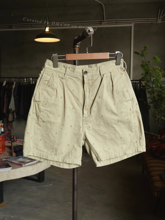Kapital Khaki Anchor Embroidered Shorts