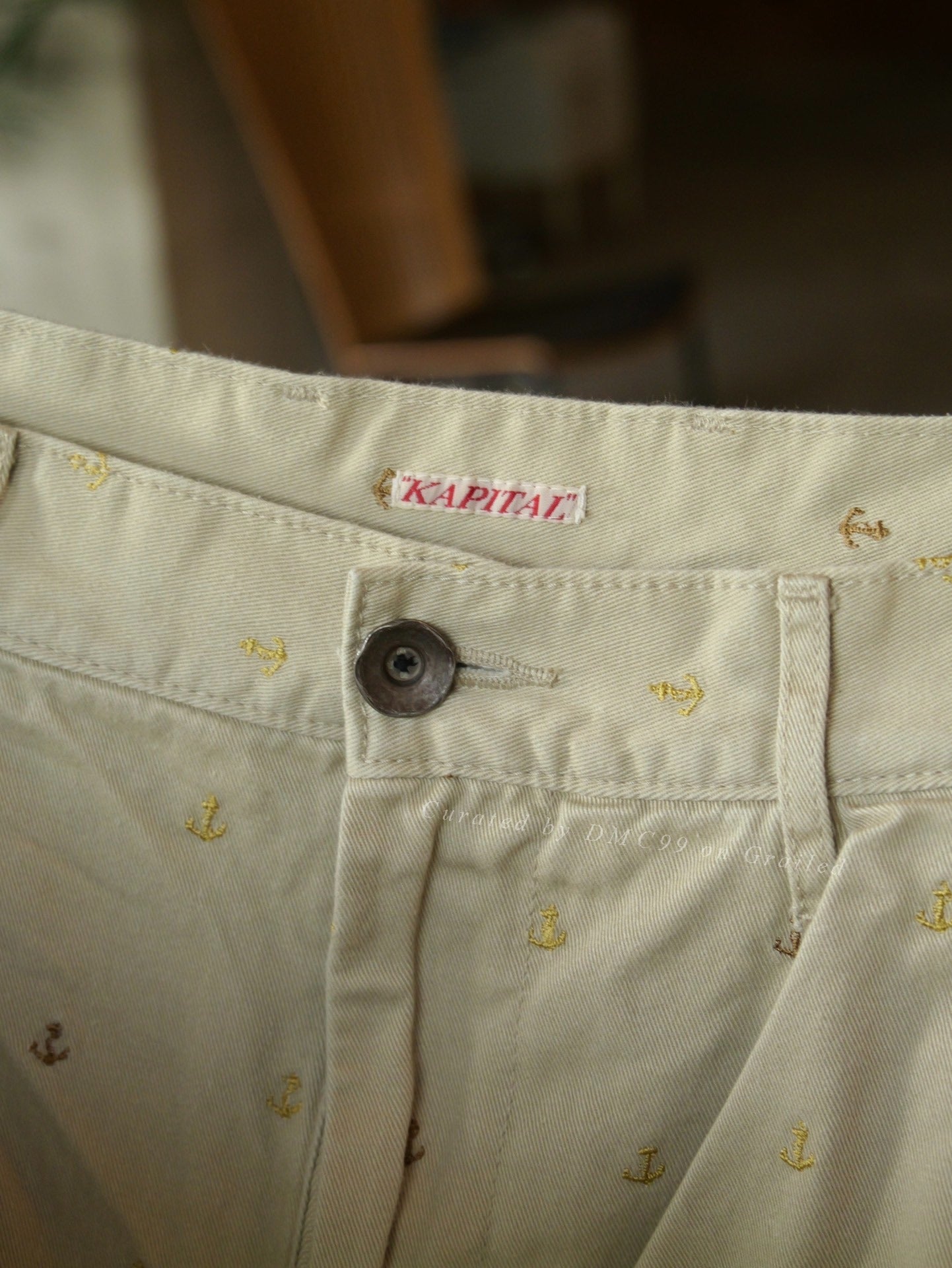 Kapital Khaki Anchor Embroidered Shorts