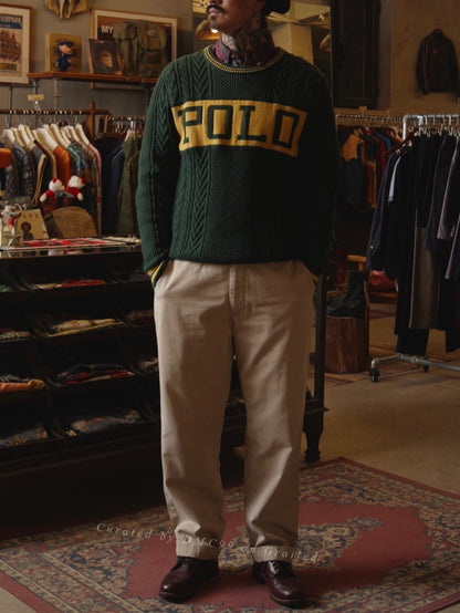Ralph Lauren Chunky Knit Colorblock Crewneck Sweater