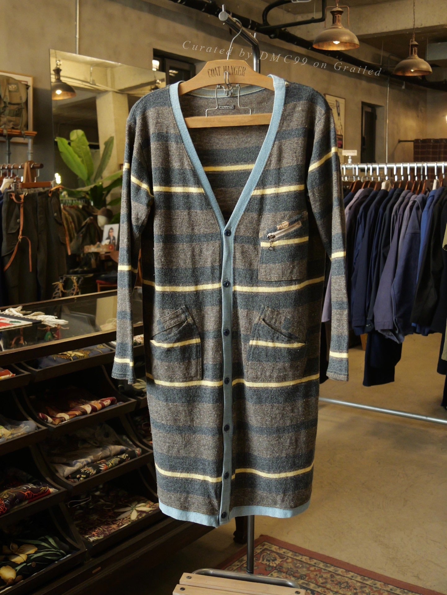 Kapital Three-Pocket Striped Cardigan