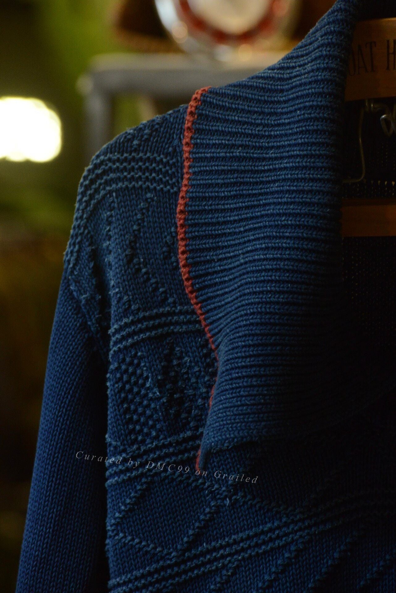 Kapital Indigo Knit Sweater Two-Way Collar