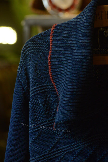 Kapital Indigo Knit Sweater Two-Way Collar