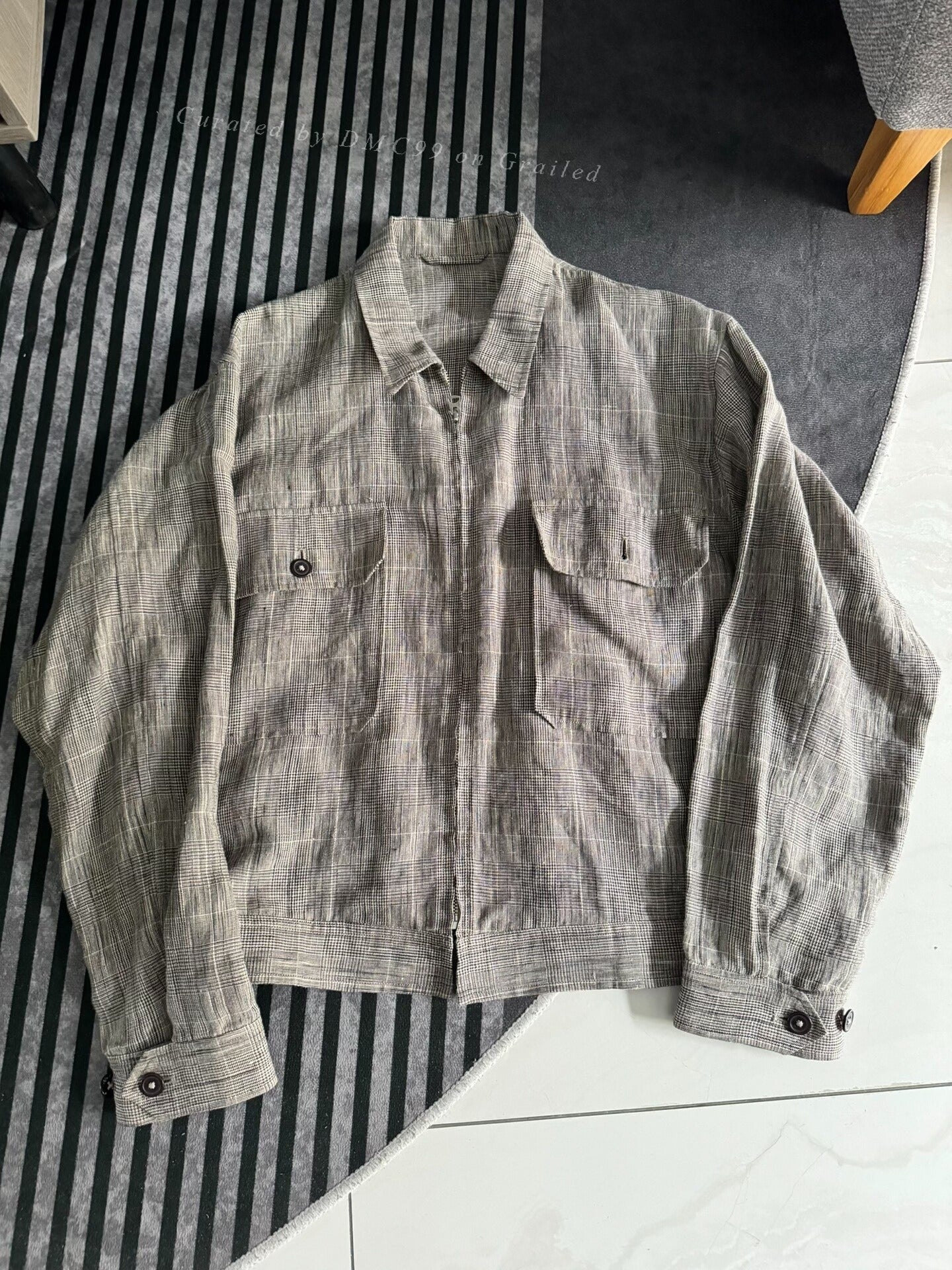 Kaptain Sunshine 23FW Linen Plaid Zip Jacket