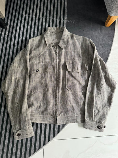 Kaptain Sunshine 23FW Linen Plaid Zip Jacket