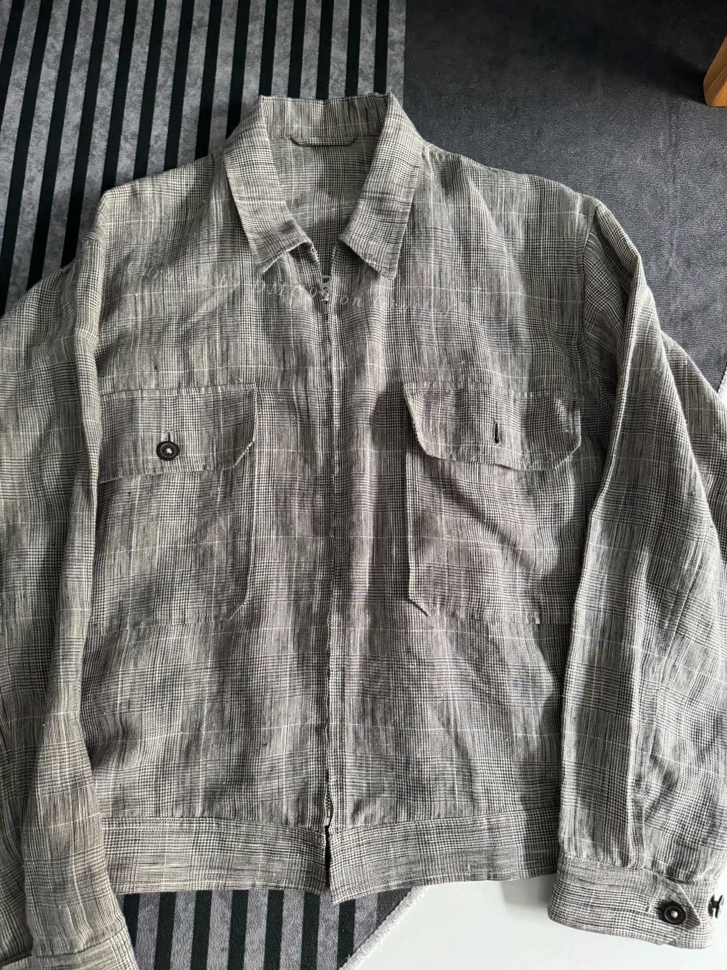 Kaptain Sunshine 23FW Linen Plaid Zip Jacket