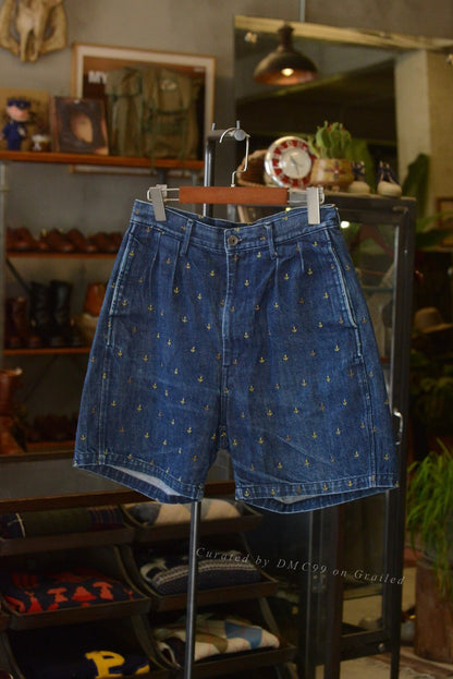 Kapital Embroidered Anchor Denim Shorts