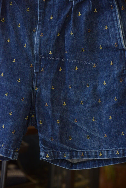 Kapital Embroidered Anchor Denim Shorts