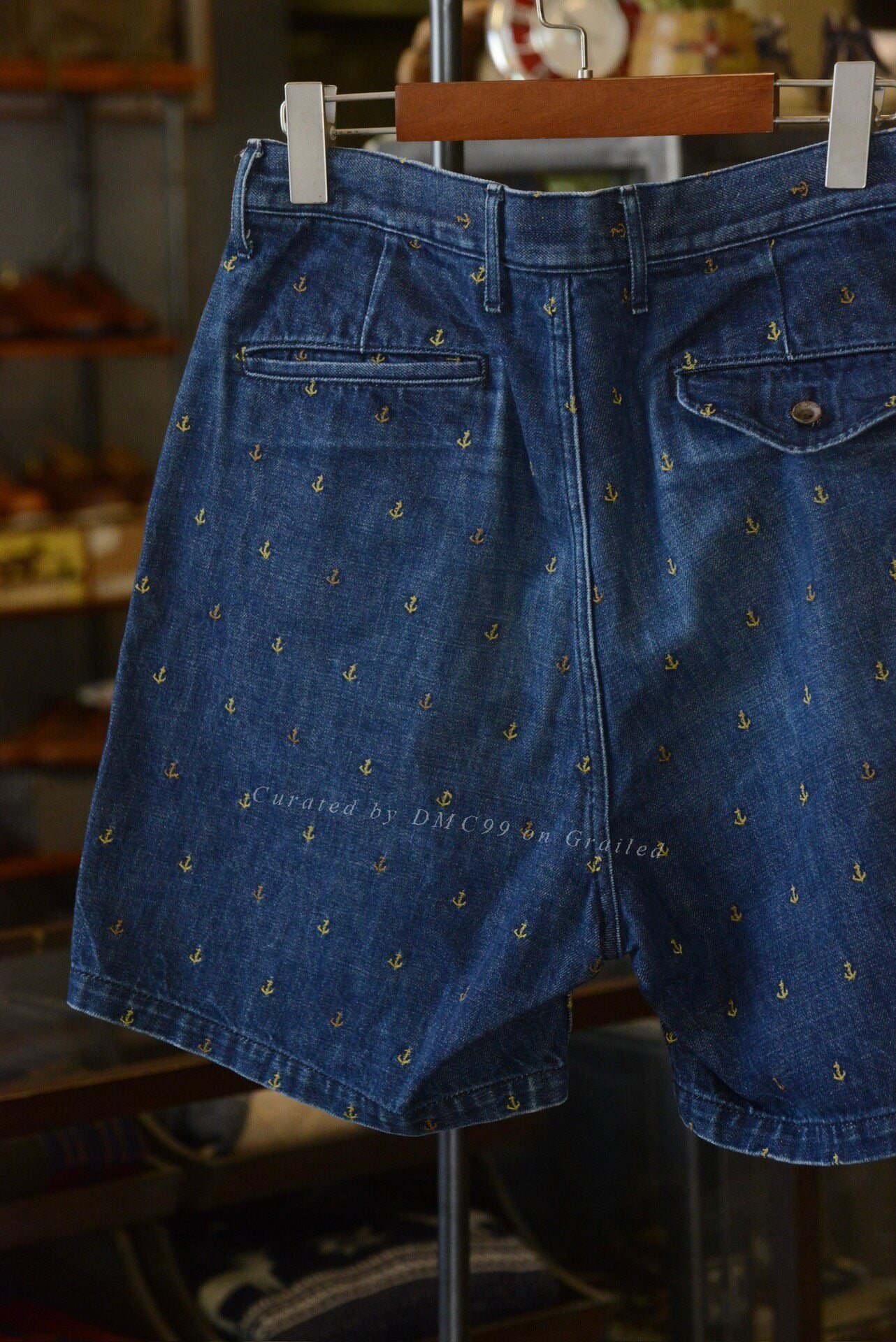 Kapital Embroidered Anchor Denim Shorts