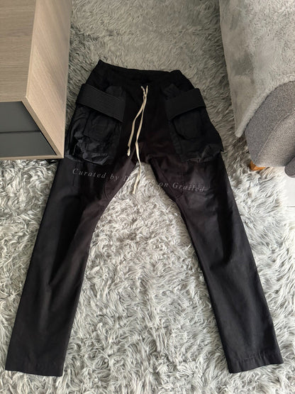 Rick Owens Black Suede Nylon Panel Pants