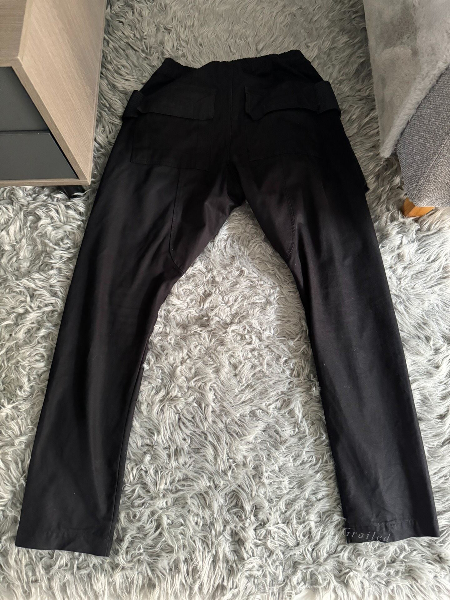 Rick Owens Black Suede Nylon Panel Pants