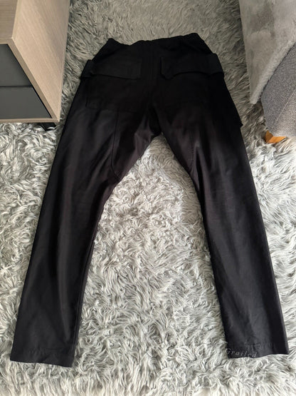 Rick Owens Black Suede Nylon Panel Pants