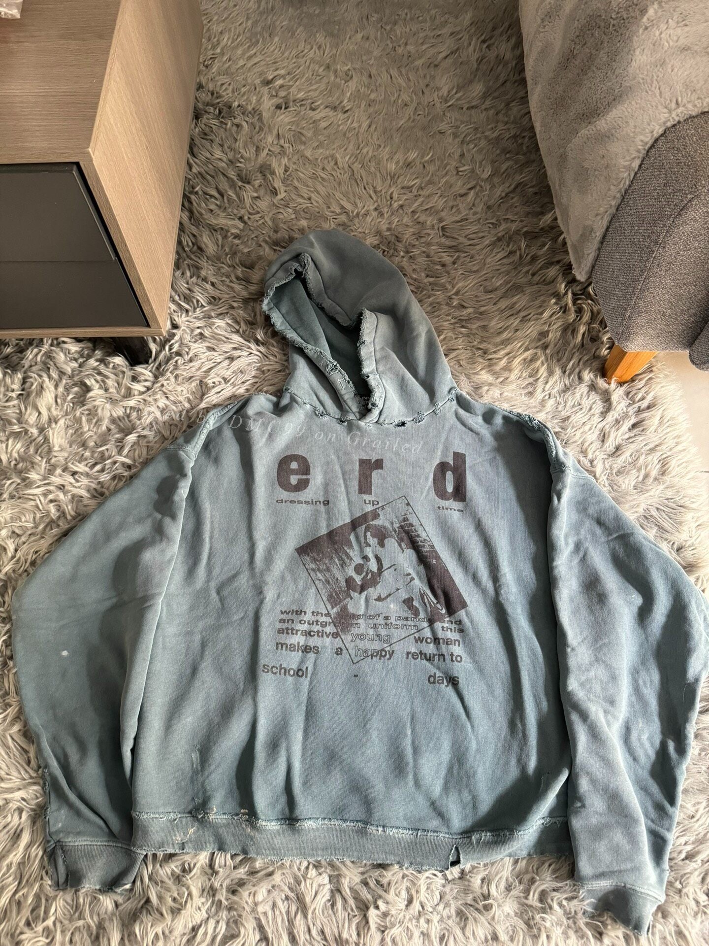 ERD 23FW Blue Washed School Illustration Hoodie