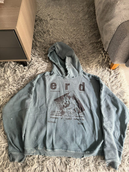 ERD 23FW Blue Washed School Illustration Hoodie