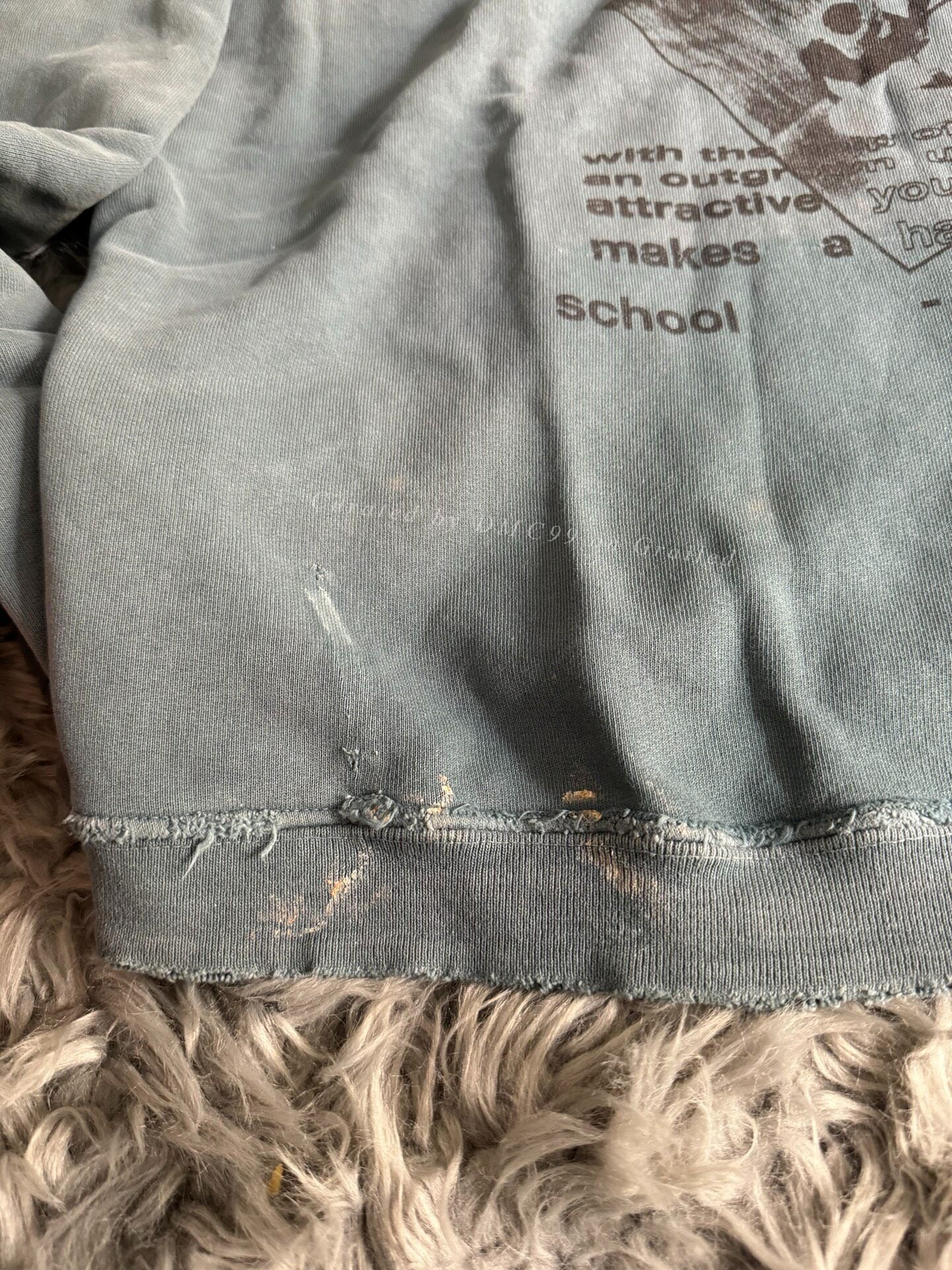 ERD 23FW Blue Washed School Illustration Hoodie