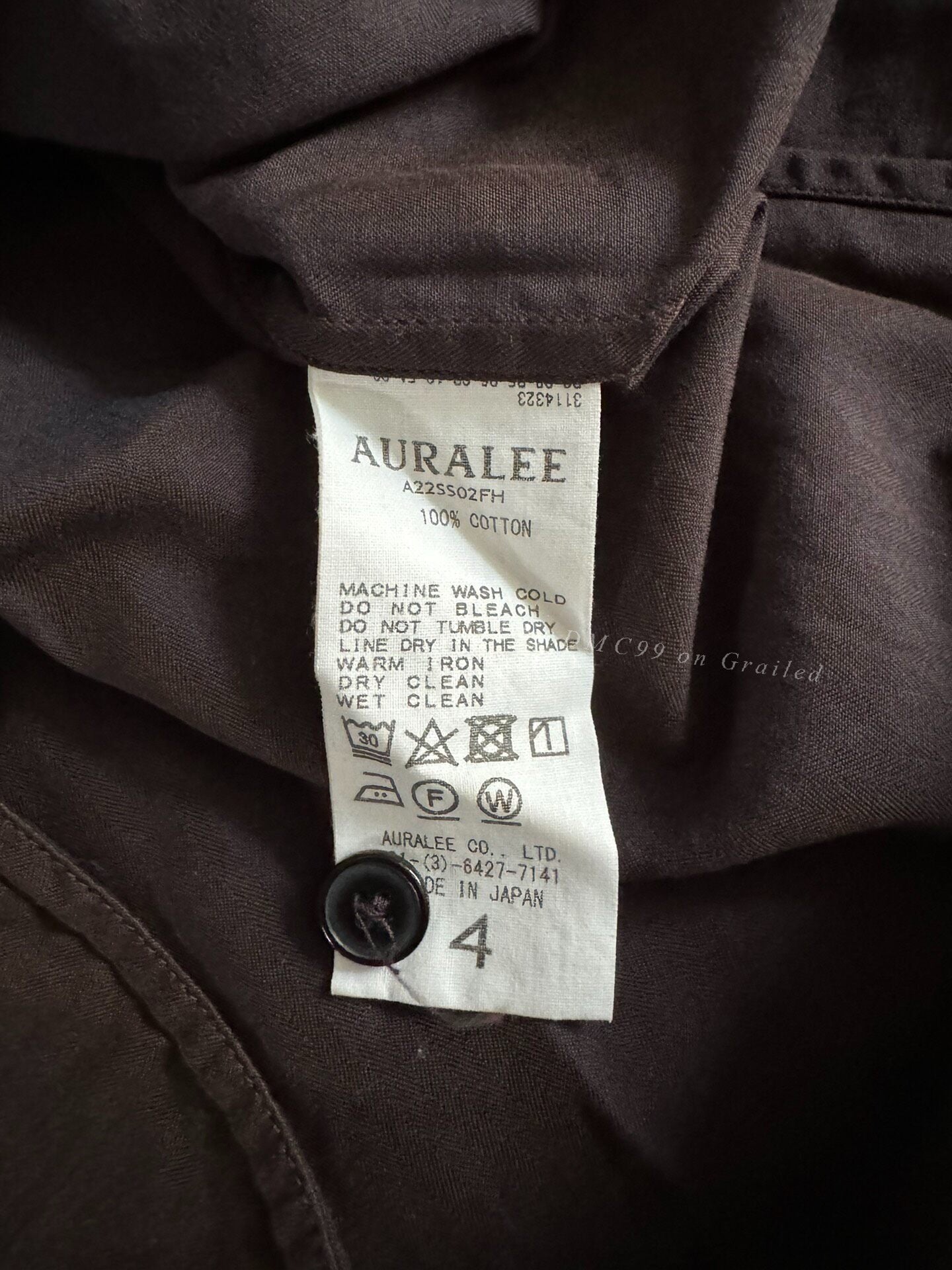 Auralee Brown Short-Sleeve Shirt