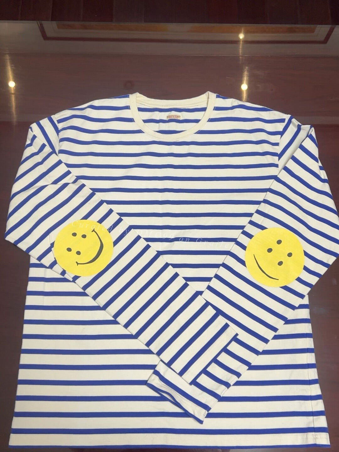 Kapital  Smiley Blue Striped T-shirt