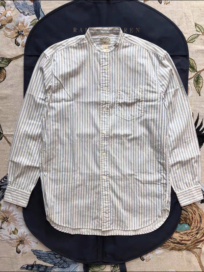RRL Striped Collarless Shirt