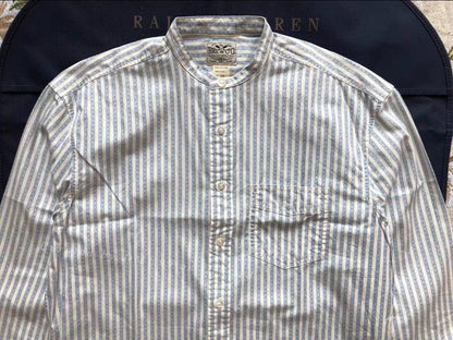 RRL Striped Collarless Shirt