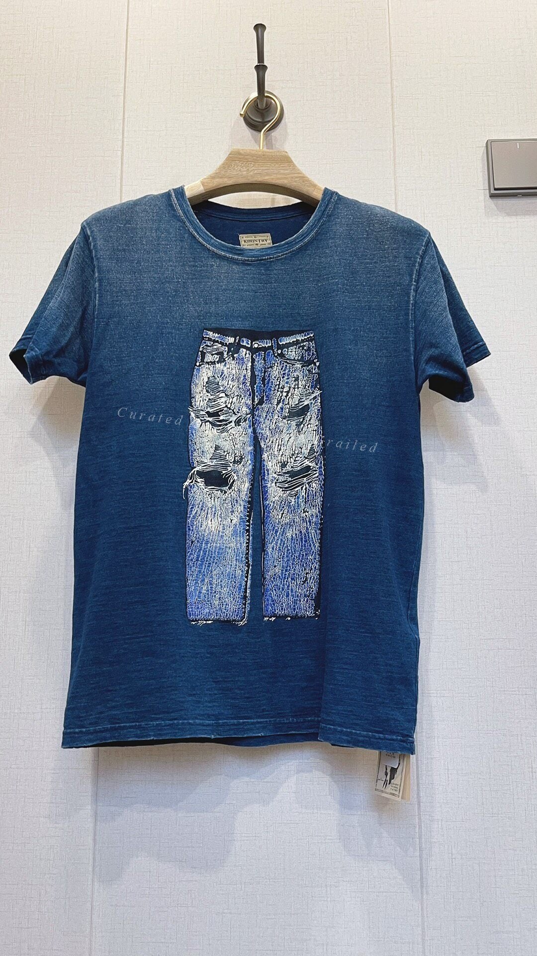 Kapital Indigo Jeans Print Distressed T-shirt