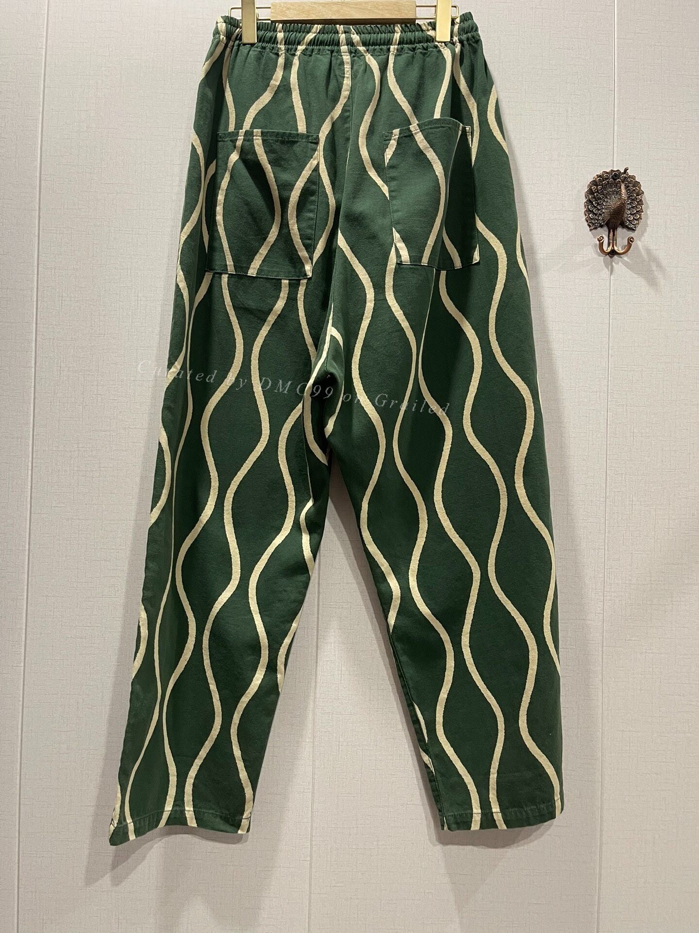 KAPITAL Cotton-Linen Wave Print Unisex Pants