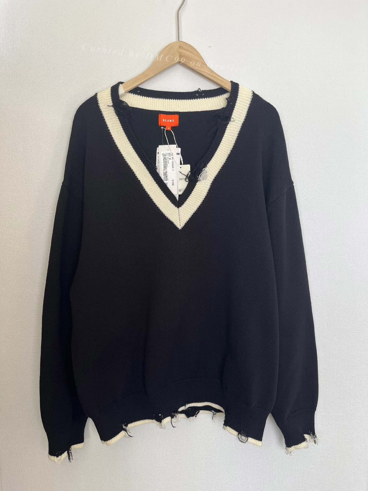 Beams Black V-Neck Knit Cardigan