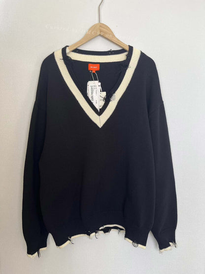 Beams Black V-Neck Knit Cardigan