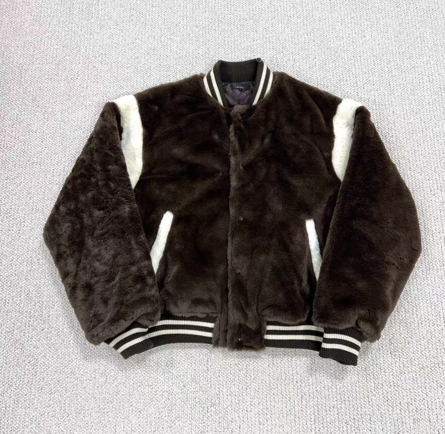 BEAMS Wide Faux Fur Baseball Jacket