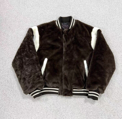 BEAMS Wide Faux Fur Baseball Jacket