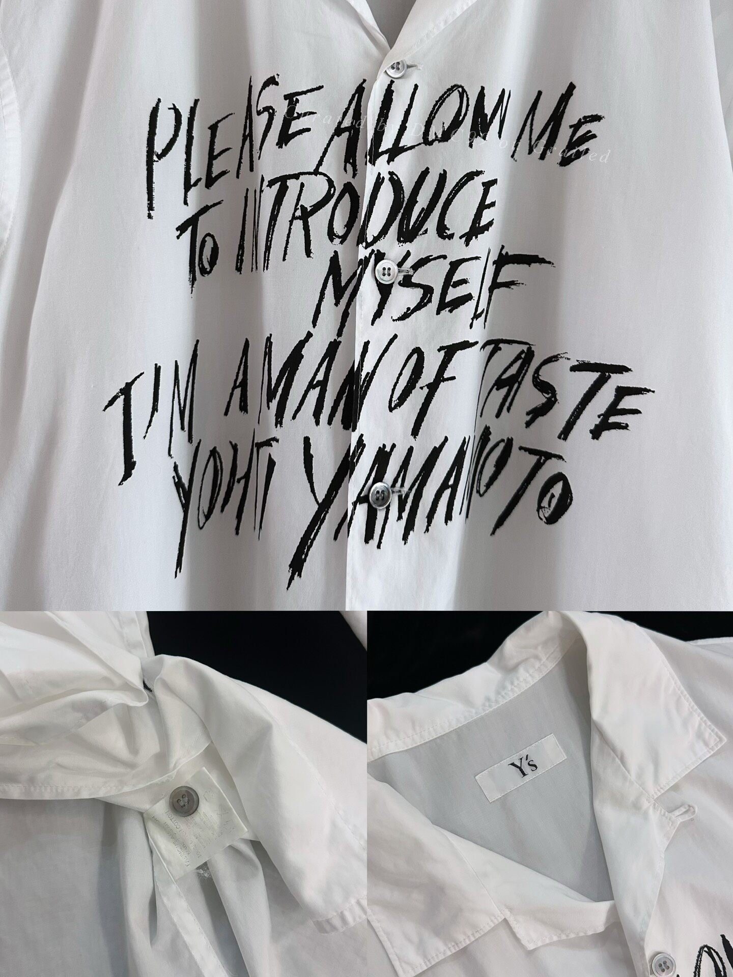 Yohji Yamamoto 90s Y's Slogan Shirt