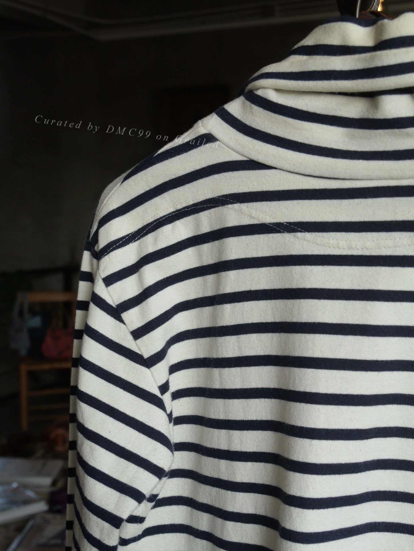 Kapital Blue White Stripe Turtleneck Anchor