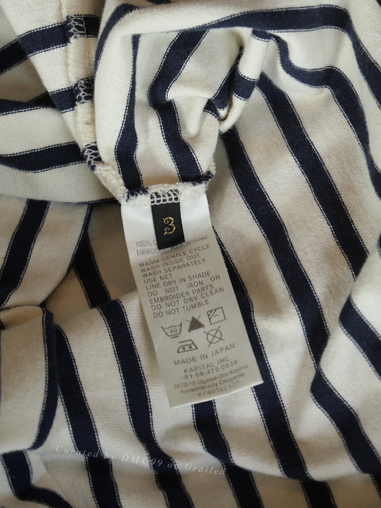 Kapital Blue White Stripe Turtleneck Anchor