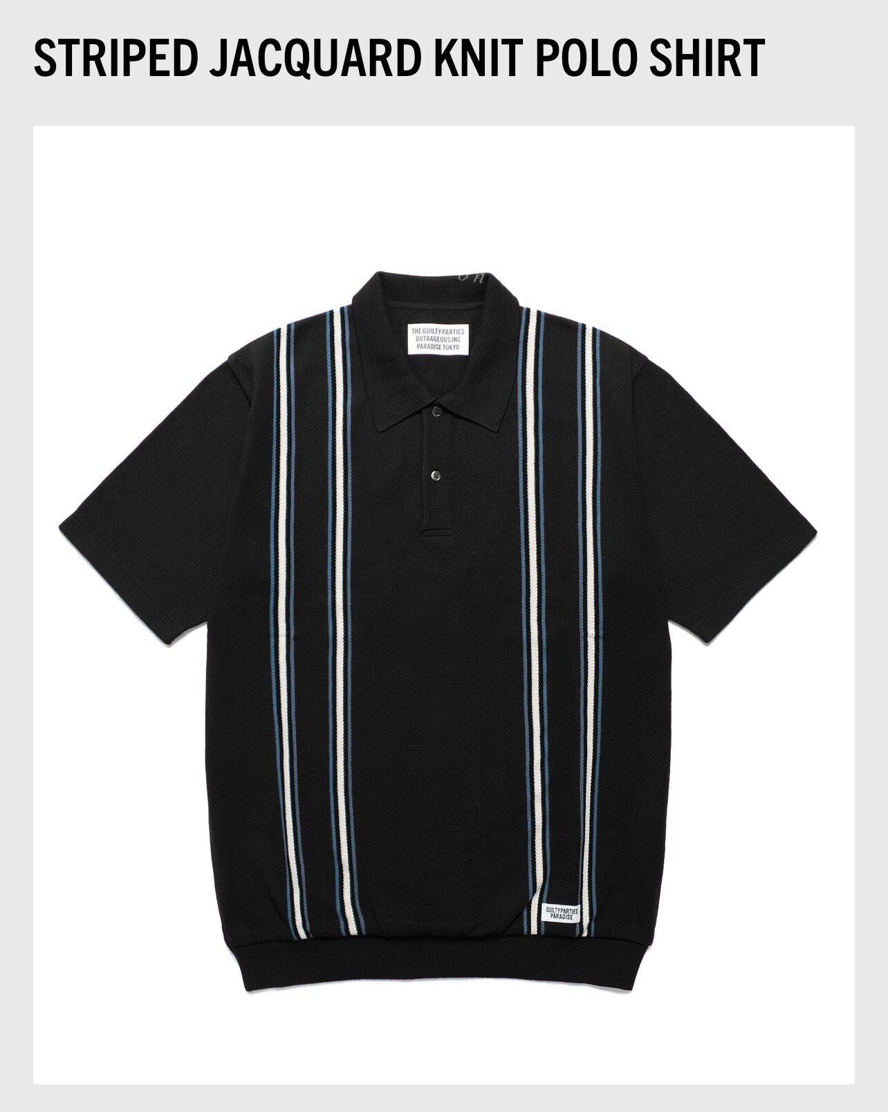 WACKO MARIA STRIPED JACQUARD KNIT POLO SHIRT