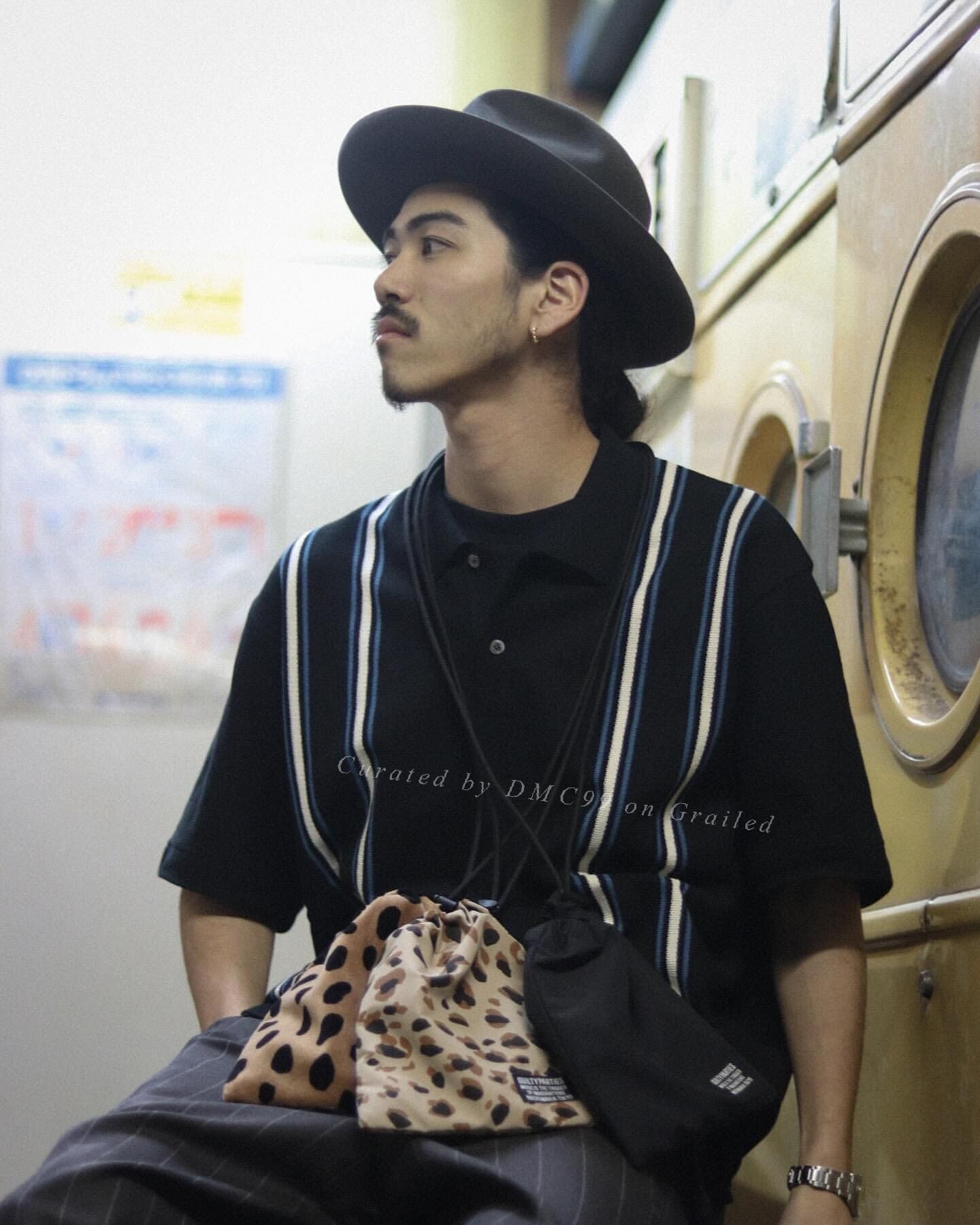 WACKO MARIA STRIPED JACQUARD KNIT POLO SHIRT