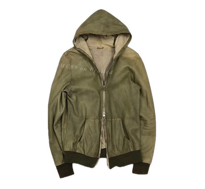 Vintage 2000s Giorgio Brato Leather Hooded Jacket