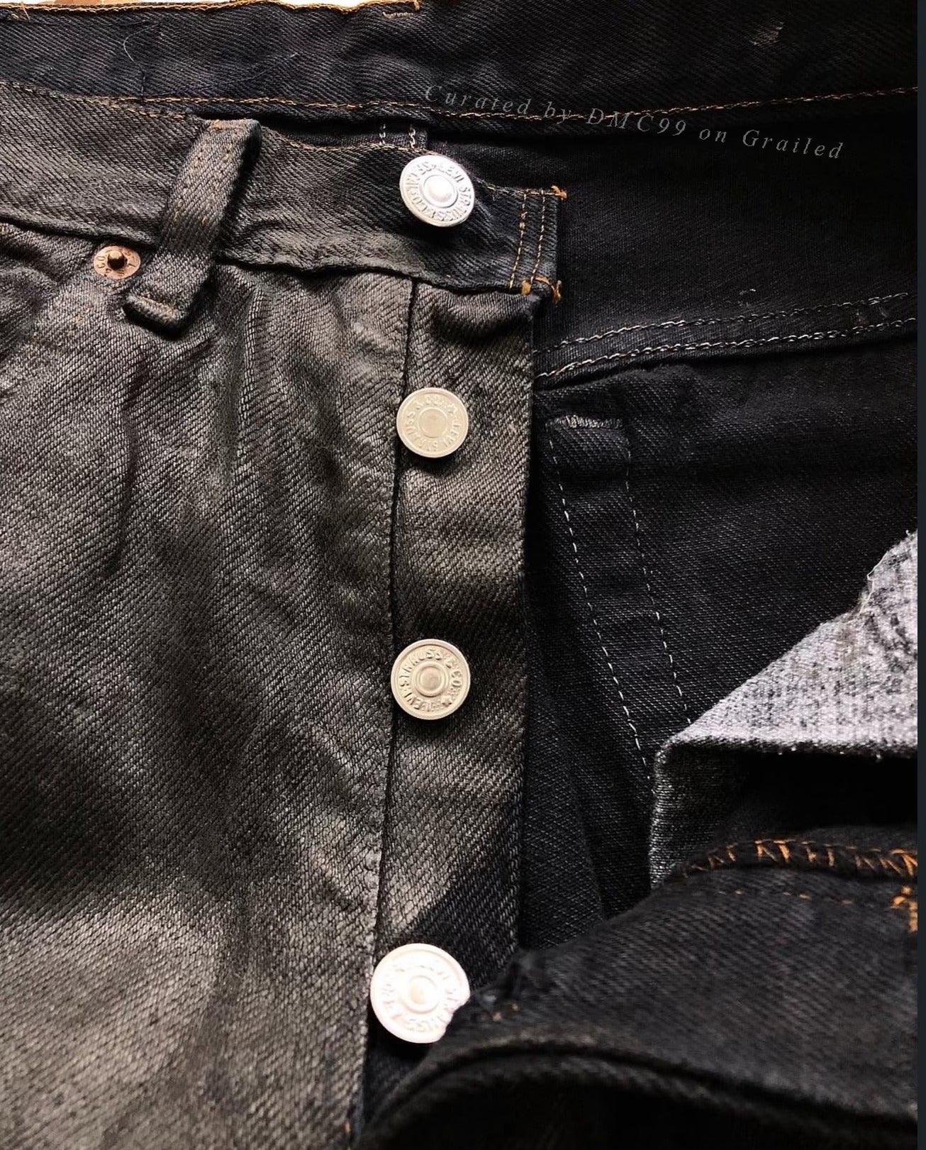 Vintage 1990s Levi's 501xx Black Coated Jeans