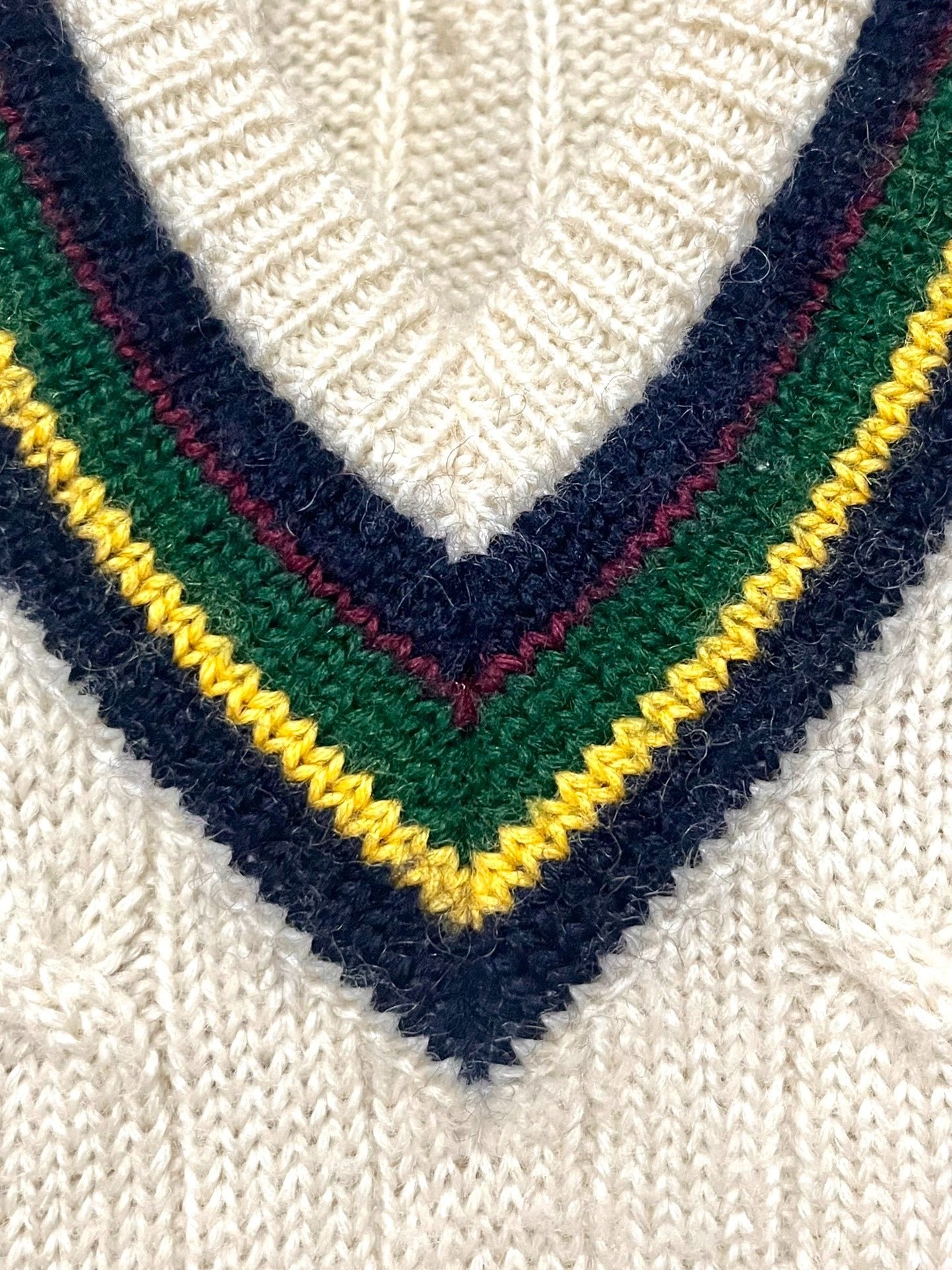 Polo Ralph Lauren Cream Striped V-neck Sweater