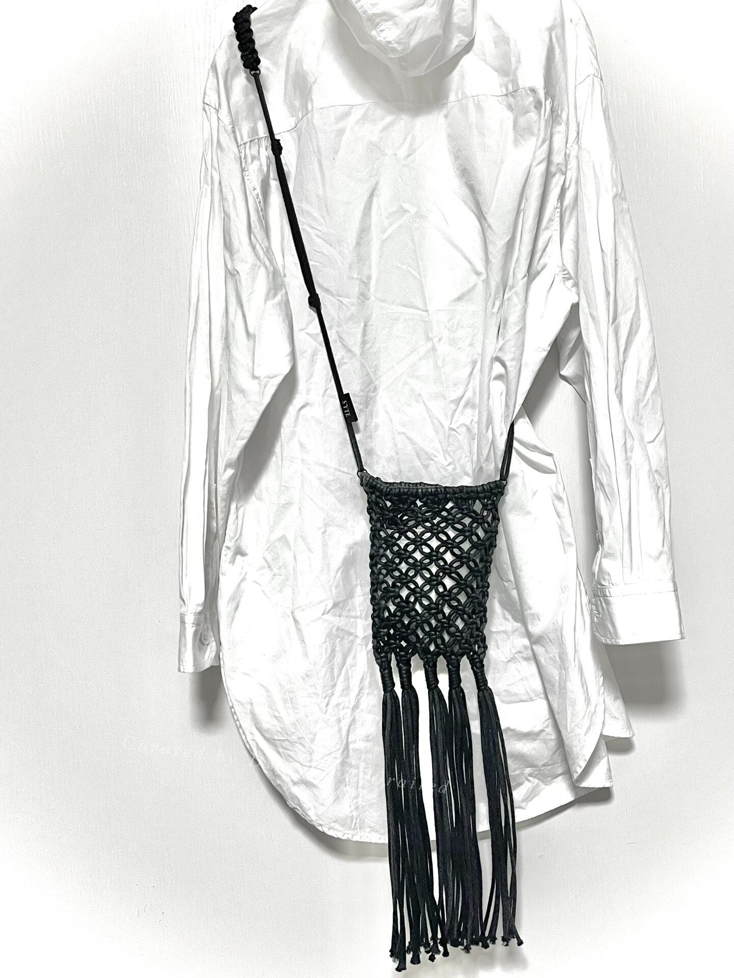 Yohji Yamamoto Leather Cord Woven Tassel Bag