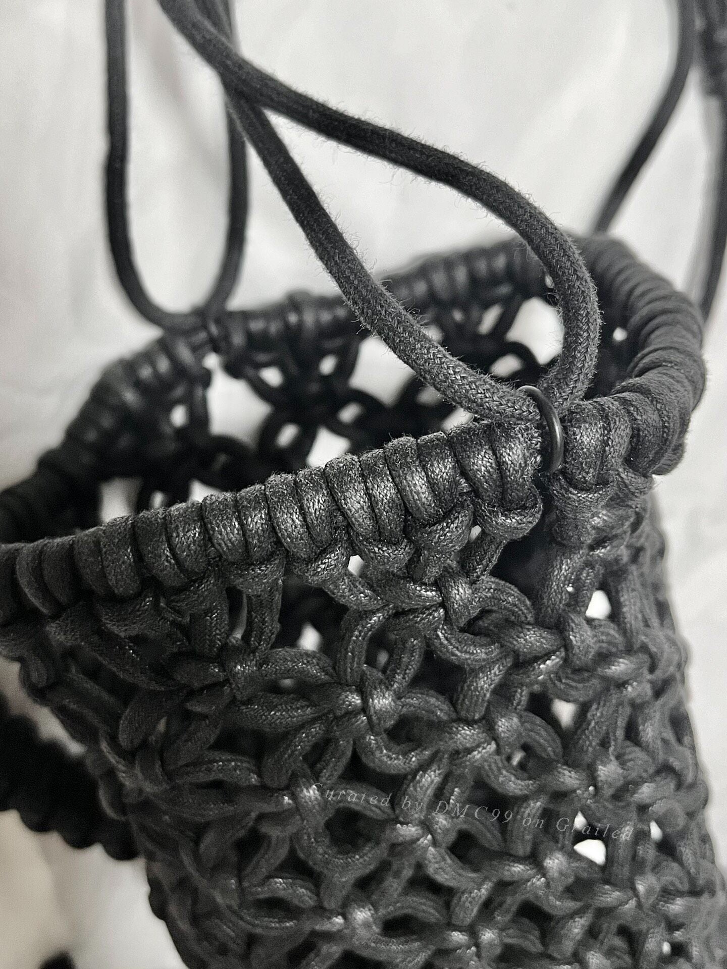 Yohji Yamamoto Leather Cord Woven Tassel Bag