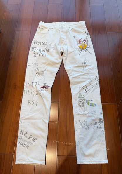 Ralph Lauren White Graffiti Jeans 30x32