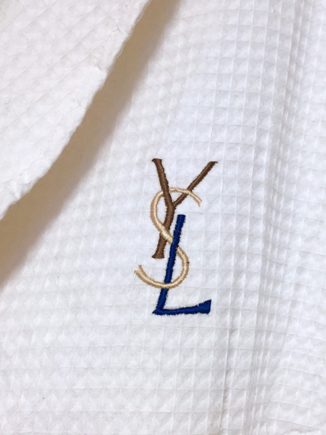 Saint Laurent YSL Embroidered Waffle Robe