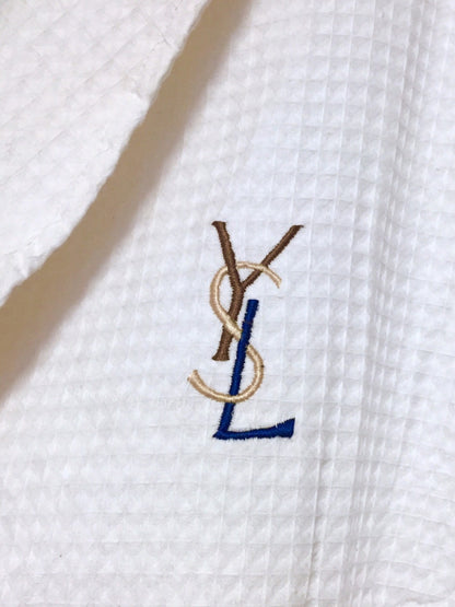 Saint Laurent YSL Embroidered Waffle Robe