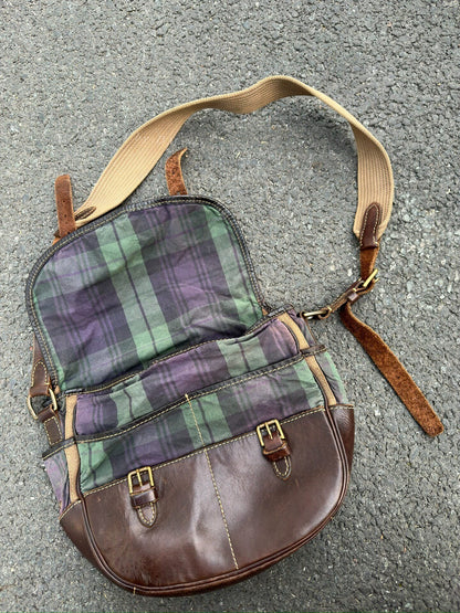 Ralph Lauren Waxed Leather Canvas Crossbody Bag
