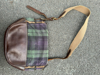 Ralph Lauren Waxed Leather Canvas Crossbody Bag