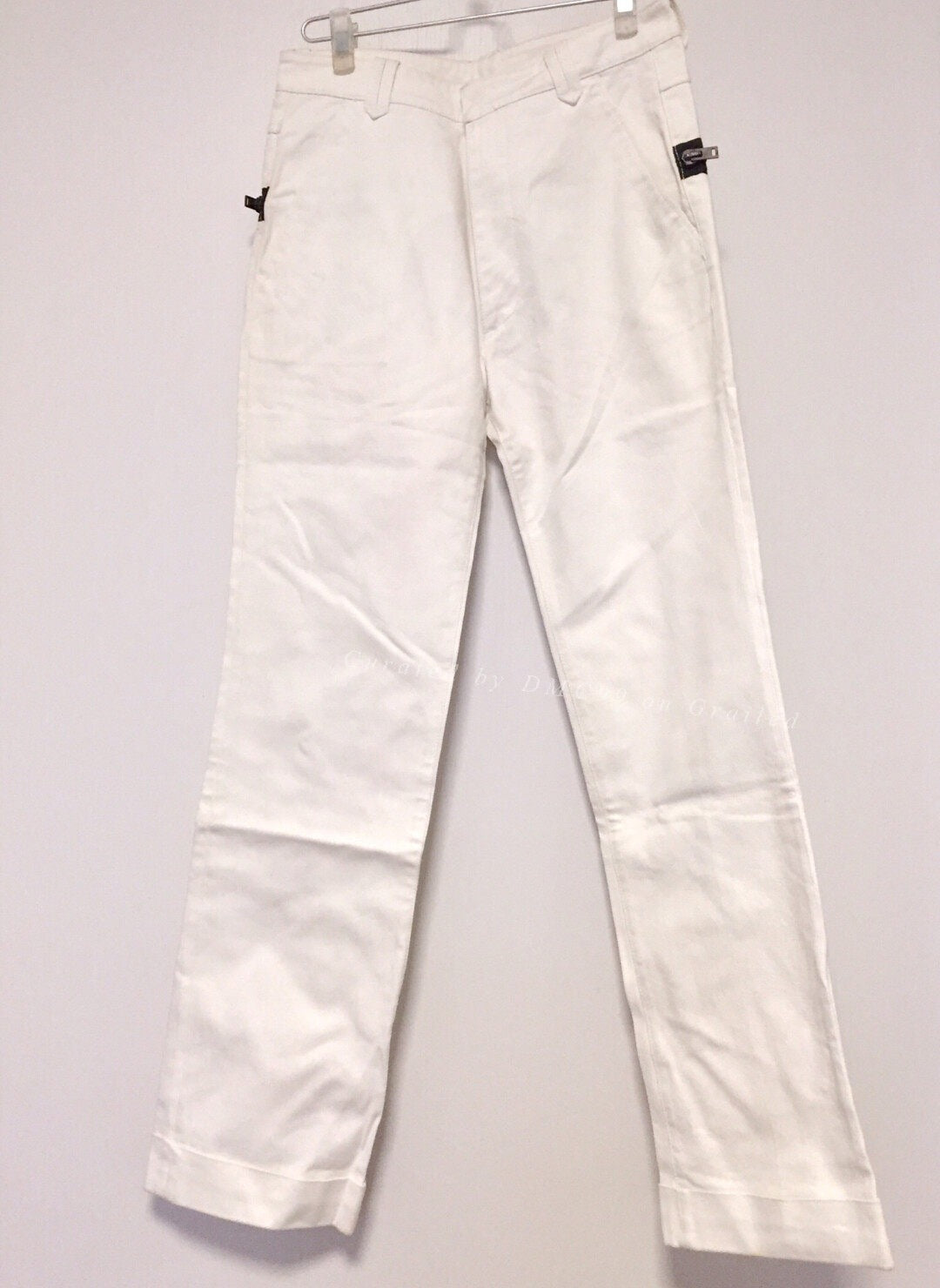 Raf Simons Snake Totem White Denim Wide-Leg Pants