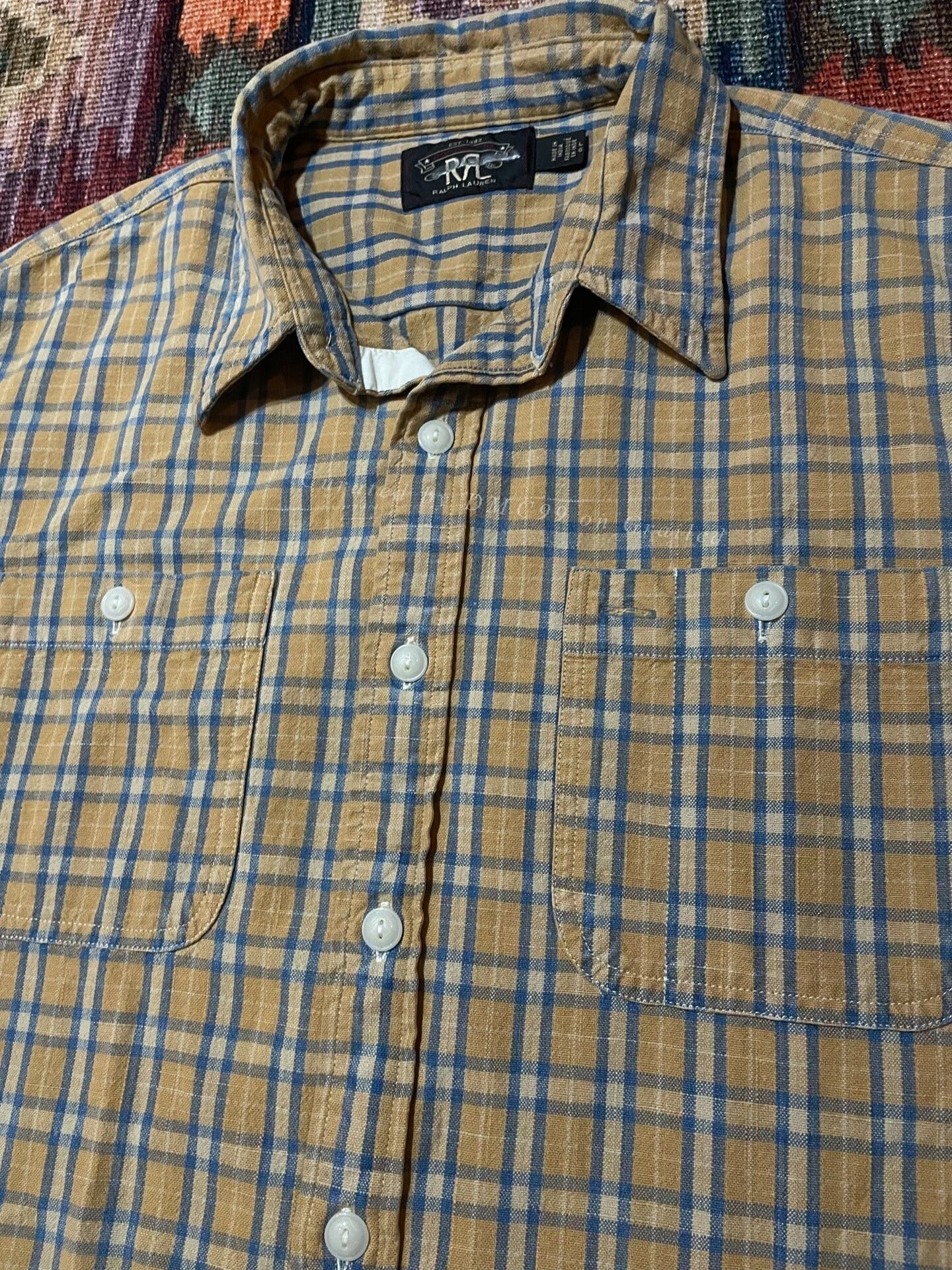 RRL Plaid Work Shirt L Size