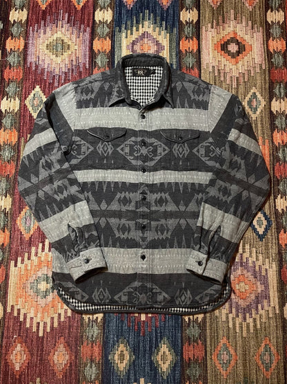 RRL Charcoal Houndstooth Wool Blend Shirt