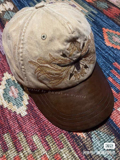 Double RL RRL Embroidered Bull Head Cap
