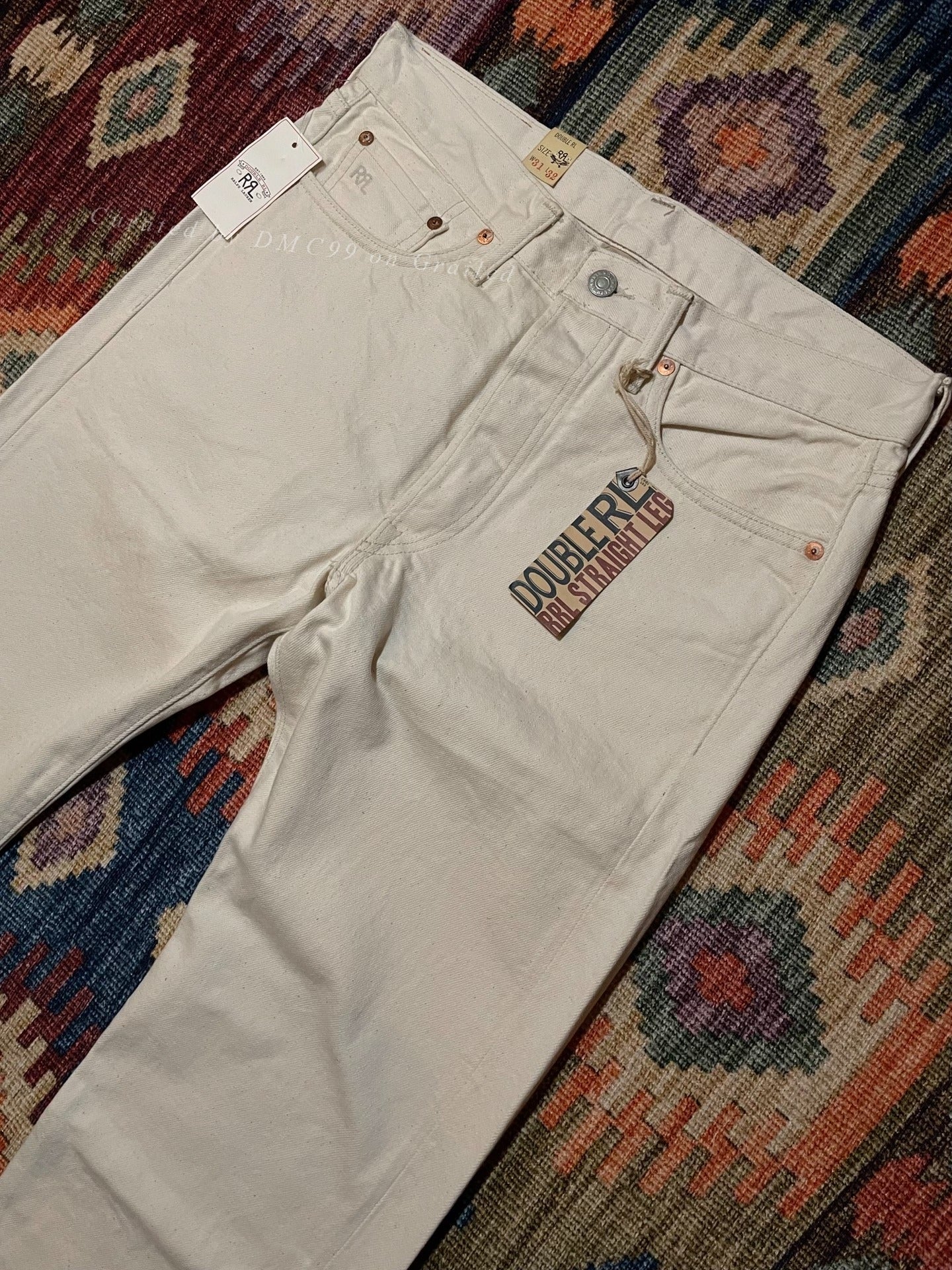 RRL Japanese Cotton Straight Leg White Jeans
